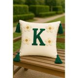 SAYMİNE Punch kırlent Kılıfı K Harfi KREM9 43 x 43