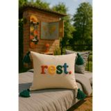 SAYMİNE Punch kırlent Kılıfı Renkli Püsküllü Rest Model KREM03 43 x 43