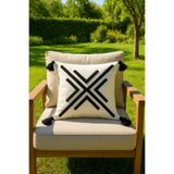 SAYMİNE Punch Kırlent Kılıfı Siyah Çapraz Model Siyah 43 x 43