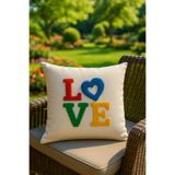 SAYMİNE Punch kırlent Kılıfım LOVE Model RENKLİ KREM12 43 x 43