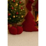 SAYMİNE TEDDY DEKORATİF BALKABAĞI VE ÇAMAĞACI YASTIK VE İÇ DOLGULU KIRLENT (Kırmızı ve Kırmızı) - Kırmızı ve Kırmızı 35 x 35