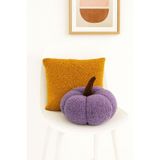 SAYMİNE TEDDY DEKORATİF BALKABAĞI YASTIK VE İÇ DOLGULU KIRLENT (Hardal ve Mor) - Hardal ve Mor 35 x 35