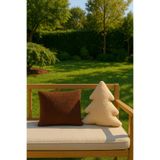 SAYMİNE TEDDY DEKORATİF YASTIK VE ÇAM AĞACI İÇ DOLGULU KIRLENT (Kahve ve Krem) - Kahve ve Krem 35 x 35