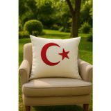 Saymine Türk Bayrağımız Punch Kırlent Kılıfı