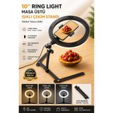 SAYMOND Masaüstü Çekim Standı Ürün Video Fotoğraf Çekimi 10" Ring Light Tripod Selfie Işığı
