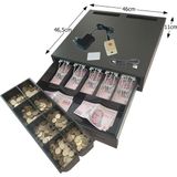 Saypos Açma Butonlu Içi-Dışı Full Metal Ağır Yük Para Çekmecesi 5 Geniş Banknotlu Ekstra Büyük 46X46,5X11CM