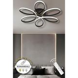 Sayra Black (60CM) Kumandalı 3 Renk Modern Plafonyer LED Avize - Siyah