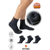 Saysez 3 Çift Termal Erkek Kışlık Patik Yarım Konç Havlu Kalın Çorap Dikişsiz Antrasit Renk Premium Pamuk - 40 - 45