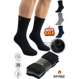 Saysez 3 Çift Termal Erkek Kışlık Soket Havlu Kalın Çorap Dikişsiz Siyah-Lacivert-Gri Renk Premium Pamuk - 40 - 45 - Çok Renkli