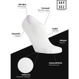 Saysez Bambu Erkek Sneaker Çorap Dikişsiz Görünmez Bilekte Spor Çorap Premium 4'lü Paket - 40 - 45 - Beyaz