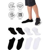 Saysez Bambu Erkek Sneaker Siyah-Beyaz Çorap Dikişsiz Görünmez Bilekte Spor Çorap Premium 4'lü Paket - 40 - 45 - Siyah - Beyaz