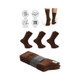 Saysez Bambu Erkek Soket Uzun Düz Kahverengi Çorap Dikişsiz Premium Paket 3'lü / Yıkamalı Kokulu Soft Çorap Kahverengi