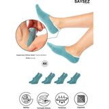 Saysez Bambu Kadın Babet Su Yeşili Çorap Dikişsiz Görünmez Kaydırmaz Topuk Silikonlu Premium 4'lü - 36 - 40