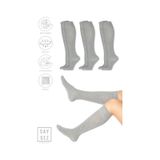 Saysez Bambu Kadın Dizaltı Gri Uzun Dikişsiz Çorap 3'lü / Pantolon Çorabı / Teni Göstermeyen Çorap Renkli