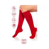 Saysez Bambu Kadın Dizaltı Kırmızı Yumuşak Uzun Dikişsiz Çorap / Pantolon Çorabı / Teni Göstermeyen Çorap Renkli