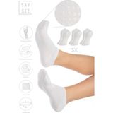 Saysez Bambu Kadın Kaydırmaz Beyaz Taban Silikon Baskı Pilates Yoga Fitness Dans Aktivite Patik Çorabı 3'lü - 36 - 40