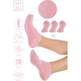 Saysez Bambu Kadın Kaydırmaz Beyaz Taban Silikon Baskı Pilates Yoga Fitness Dans Aktivite Patik Çorabı 3'lü - Pembe - 36 - 40