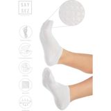 Saysez Bambu Kadın Kaydırmaz Taban Beyaz Silikon Baskı Pilates Yoga Fitness Dans Aktivite Patik Çorabı - 36 - 40