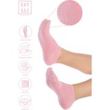 Saysez Bambu Kadın Kaydırmaz Taban Beyaz Silikon Baskı Pilates Yoga Fitness Dans Aktivite Patik Çorabı - Pembe - 36 - 40