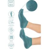 Saysez Bambu Kadın Kaydırmaz Taban Beyaz Silikon Baskı Pilates Yoga Fitness Dans Aktivite Patik Çorabı - Su Yeşili - 36 - 40