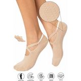 Saysez Bambu Kadın Kaydırmaz Taban Silikon Baskı Pilates Yoga Fitness Dans Aktivite Babet Çorabı Bej - 36 - 40
