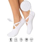 Saysez Bambu Kadın Kaydırmaz Taban Silikon Baskı Pilates Yoga Fitness Dans Aktivite Babet Çorabı Beyaz - 36 - 40