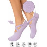 Saysez Bambu Kadın Kaydırmaz Taban Silikon Baskı Pilates Yoga Fitness Dans Aktivite Babet Çorabı Lila - 36 - 40