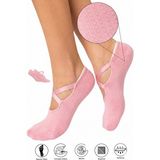 Saysez Bambu Kadın Kaydırmaz Taban Silikon Baskı Pilates Yoga Fitness Dans Aktivite Babet Çorabı Pembe - 36 - 40