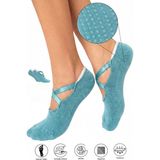Saysez Bambu Kadın Kaydırmaz Taban Silikon Baskı Pilates Yoga Fitness Dans Aktivite Babet Çorabı Su Yeşili - 36 - 40
