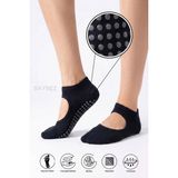 Saysez Bambu Kadın Kaydırmaz Taban Silikon Baskı Pilates Yoga Fitness Dans Aktivite Patik Çorabı Üstü Açık Model - 36 - 40 - Siyah
