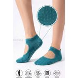 Saysez Bambu Kadın Kaydırmaz Taban Silikon Baskı Pilates Yoga Fitness Dans Aktivite Patik Çorabı Üstü Açık Model - 36 - 40 - Su Yeşili