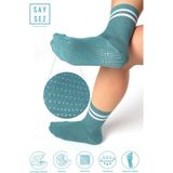 Saysez Bambu Kadın Kaydırmaz Taban Silikon Baskı Pilates Yoga Fitness Dans Aktivite Tenis Çorabı - Su Yeşili - 36 - 41