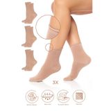 Saysez Bambu Kadın Lastiksiz Bej Soket Dikişsiz Premium Çorap 3'lü Pkt Bej