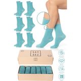 Saysez Bambu Kadın Lastiksiz Soket Dikişsiz Premium Çorap Kutulu 6'lı / Iz Bırakmaz / Sıkmayan Çorap - Su Yeşili - 36 - 40