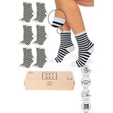 Saysez Bambu Kadın Lastiksiz Soket Dikişsiz Premium Çorap Kutulu 6'lı / Iz Bırakmaz / Sıkmaz Çorap - Çizgili - 36 - 40