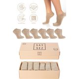 Saysez Bambu Kadın Patik Düz Çorap Dikişsiz Premium Kutulu 6'lı Paket - Bej - 36 - 40