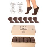 Saysez Bambu Kadın Patik Düz Çorap Dikişsiz Premium Kutulu 6'lı Paket - Kahverengi - 36 - 40