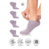 SAYSEZ Bambu Kadın Sneaker Lila-Mor Çorap Dikişsiz Görünmez Bilekte Spor Çorap Premium 4'lü Paket