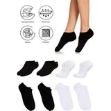 Saysez Bambu Kadın Sneaker Siyah Beyaz Çorap Dikişsiz Görünmez Bilekte Spor Çorap Premium 4'lü Paket - 36 - 40 - Siyah-Beyaz