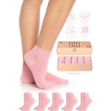 Saysez Bambu Kadın Yarım Konç Düz Çorap Dikişsiz Premium Kutulu 5'li - Pembe - 36 - 40