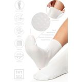 Saysez Bambu Kaydırmaz Taban Silikonlu Hac Umre Tavaf Hamile Pilates Yoga Lastiksiz Beyaz Çorap - 36 - 41