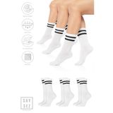 Saysez Bambu Unisex Tenis Kolej Çizgili Beyaz Dikişsiz Soket Çorap 3'lü