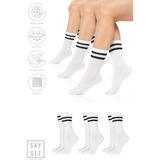 Saysez Bambu Unisex Tenis Kolej Çizgili Premium Dikişsiz Soket Çorap 3'lü Paket / Spor - Günlük Kullanım - Beyaz - 36 - 42