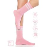 Saysez Bambu Unisex Tenis Kolej Çizgili Premium Pembe Renk Dikişsiz Soket Çorap - 36 - 42