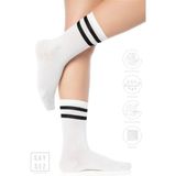 Saysez Bambu Unisex Tenis Kolej Çizgili Premium Pembe Renk Dikişsiz Soket Çorap - Beyaz - 36 - 42