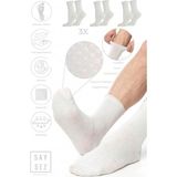 Saysez Erkek Bambu Kaydırmaz Taban Silikon Baskı Hac Umre Tavaf Pilates Yoga Lastiksiz Çorap 3'lü - 40 - 45 - Beyaz