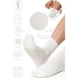Saysez Erkek Bambu Kaydırmaz Taban Silikonlu Hac Umre Tavaf Pilates Yoga Lastiksiz Beyaz Çorap - 40 - 45