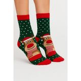 Saysez Unisex Yılbaşı Desenli Renkli Soket Çorap Christmas Happy New Year - 35 - 42 - Çok Renkli-KR4