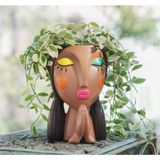 Saysmile Kafa saksısı, iç mekan bitkileri için yüz saksısı, eğlenceli sukulent saksısı, bahçe, ofis, oturma odası, raf renkli ve dua eden dekoratif yüz saksıları