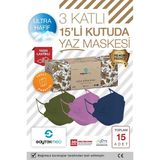 Saytekmed Güz Esintisi 3 Katlı Maske, Meltblown Filtre, Telli Özellik, 1 Kutu/15 Adet